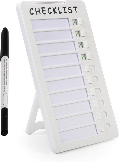 Dry Erase Chore Chart - Standable Whiteboard Checklist for Kids' Routines with Pen
