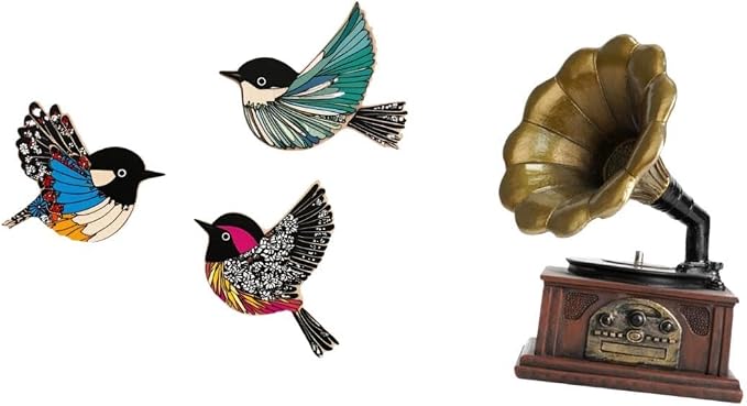 Fenteer Bird Wall Hanging Decor Bird Wall Figurine Wooden Flying Birds Sculpture Handcrafts Crafted from Wood and Resin Suitable for Living Room Bed