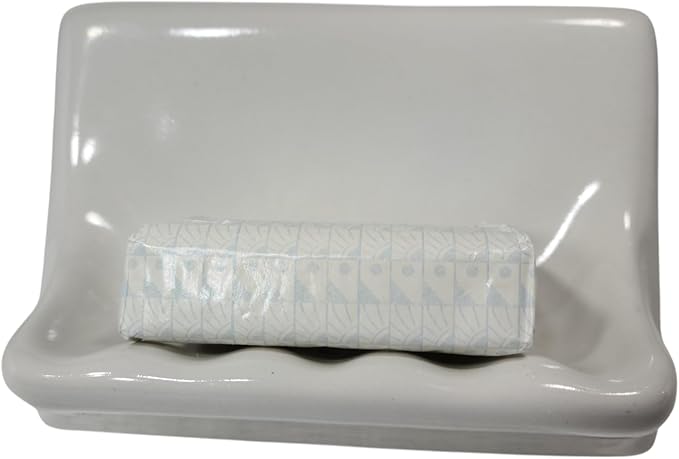 Snow White Ceramic Tile Soap Dish Shower Tray Vintage Mid Century Modern Retro