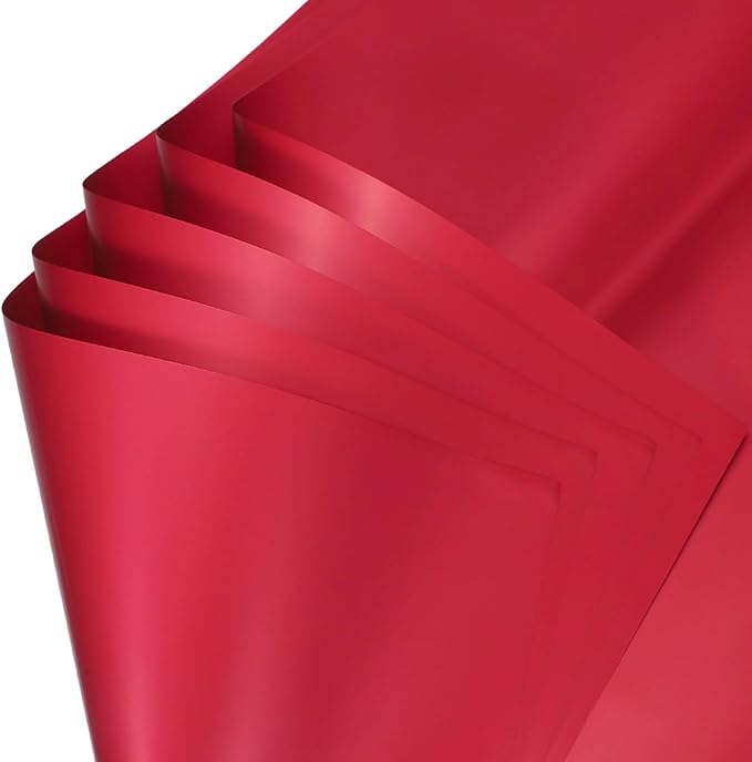 uxcell 60 Sheets Flower Wrapping Paper, 21.5" x 21.5" Waterproof Floral Bouquet Wrapping Papers Florist Supplies for Wedding Party Gift Packaging DIY Crafts, Red