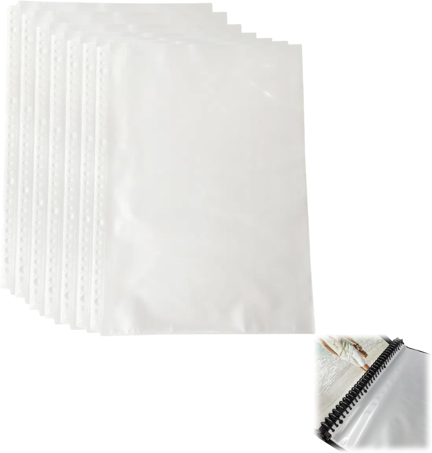 Skiennix Slim Clear Plastic Sheet Protectors - 100pcs Lightweight Page Sleeves for Binders | A4 & 9x12 Size