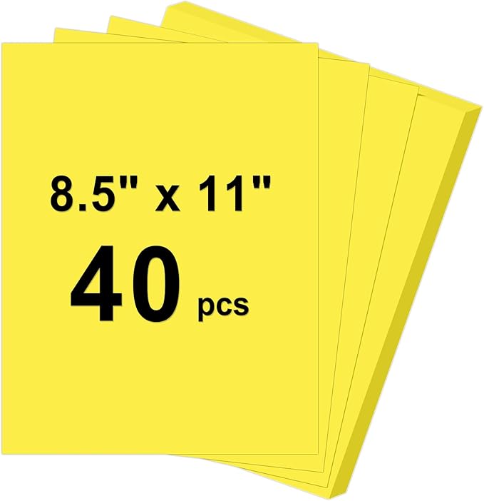 40 Sheets Cardstock 8.5x11, 65lb Lemon Yellow Card Stock, Construction Paper, 180gsm Thick Printer Paper for Printing, Painting, Card Making, Kids School Supplies,Party Decorations