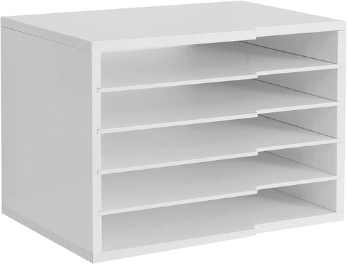 LAPTAIN Desktop File Sorter - 4 Adjustable Shelves for Home & Office | White Paper Letter Tray Organizer