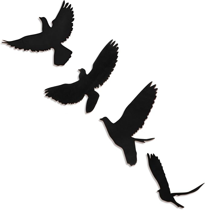 Blulu 4 Pieces Wooden Bird Wall Decor Flying Bird Sculptures Wall Art Decor Silhouette Art Wooden sign for Home Living Room Bedroom Kitchen Hanging Decoration, 4 Size