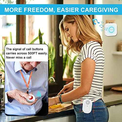 CallToU Caregiver Pager Call Button Elderly Wireless Call Button Vibration Pager Nurse Calling Alert System for Home Elderly Disabled Patient 2 Transmitters 1 Receiver