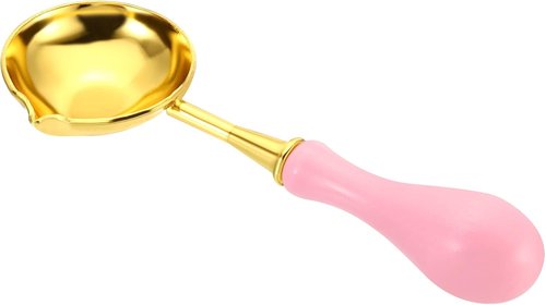 PATIKIL Wax Seal Spoon - Vintage Brass Melting Spoon with Wooden Handle for Crafting | Pink/Gold
