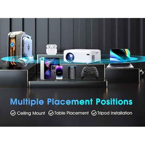 Mini Projector | 4K Support 200" Giant Screen | 500 ANSI Lumens, Bluetooth 5.2 | Portable Outdoor Movie Projector Compatible with TV Stick/Phone/HDMI/PC (Mini Projector for Bedroom)