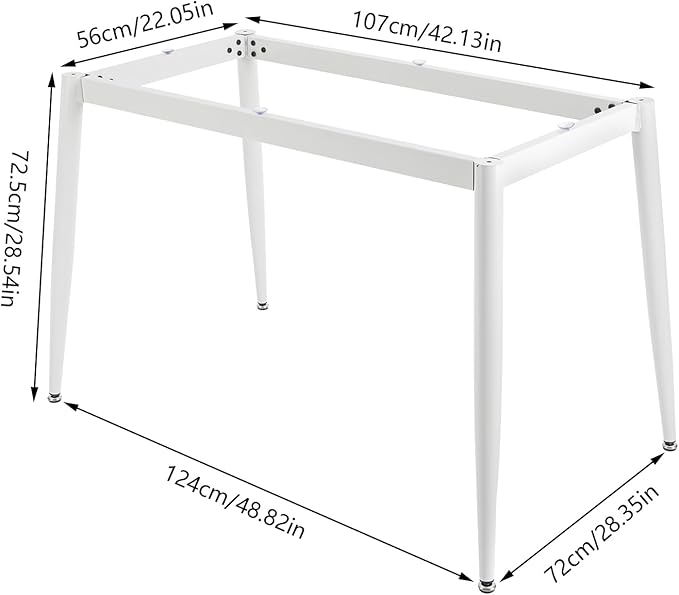Modern Desk Frame,Industrial Metal Table Legs with Suction Cups,Desk Base for Marble,Glass,Wood Top,Furniture Legs for Home,Kitchen,DIY Bench Legs Coffee Table,Capacity 661.38lbs (White)