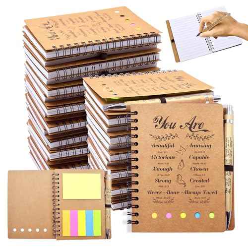 20 PCS Christian Gifts Prayer Journal Set, 10 Bible Verse Pens & Small Spiral Notebook, Bulk Church Notes Notebook Supplies - Faith Based Gifts for Women, Christian Stuff