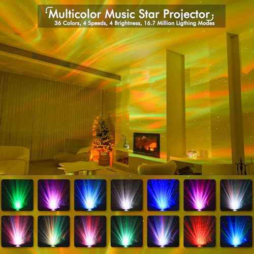 Star Projector Galaxy Light Projector with 33 Lights, Bluetooth 5.0 Speaker, Sound Machine Night Light, Smart WiFi Aurora Projector with IR Remote, Timer for Kid Adult Bedroom/Ceiling/Party