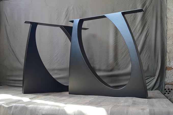 FUSHIAIPTC Table Legs 28 Inch, Heavy Duty Metal Desk Legs for Table, Thickened and Widened Dining Table Legs Set of 2, Black Modern Elliptical DIY Artistic Design Legs (28''x 28'')