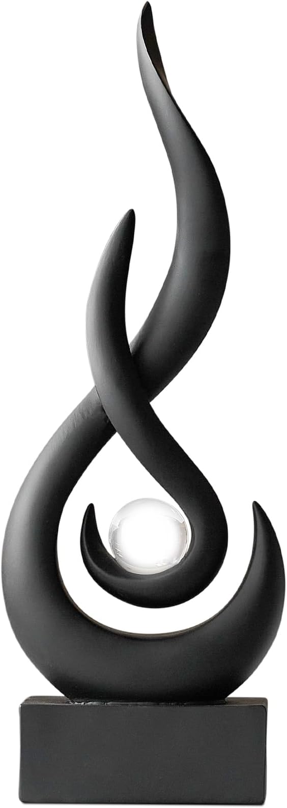 Modern Abstract Art Table Decoration,Resin Flame Statue Modern Centerpiece Ornaments for Living Room Great Gift Idea Home Decor,Collectibles (Black)