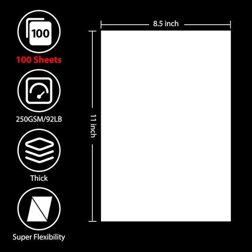 OcePor White Cardstock - 100 Sheets of Thick 92lb/250gsm Paper for Printing, Crafts & Business Cards | 8.5” x 11”