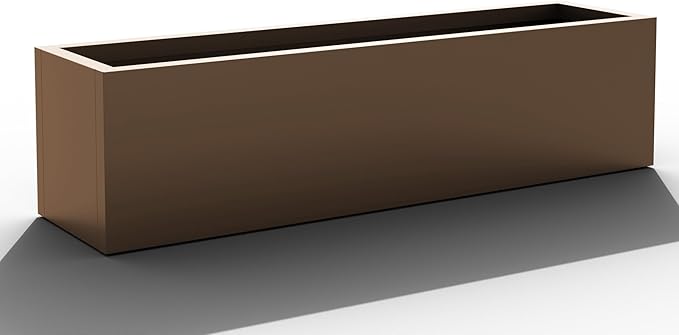 Casaphoriar Metal Planter Box 36"x9"x9", Rectangular Planter and Drainage Holes, Perfect for Outdoor Patio and Balcony Decor, Brown