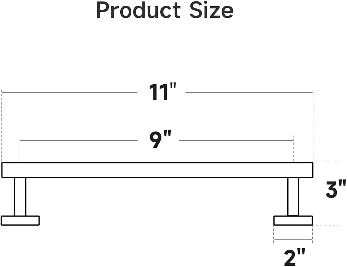USHOWER Brushed Gold Hand Towel Bar, 9-Inch Towel Racks for Bathroom Wall-Mounted, SUS304 Stainless Steel Towel Rod (Total Length 11-Inch)