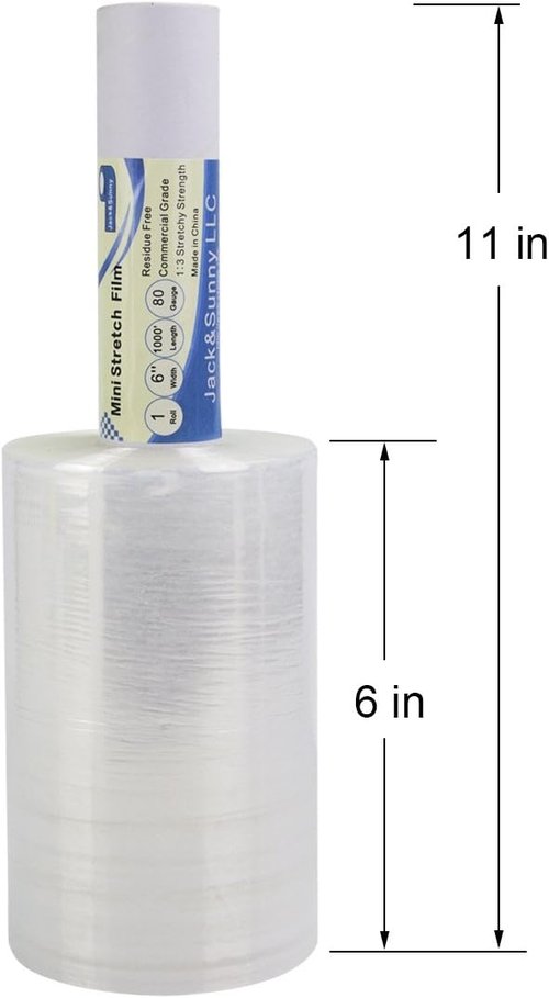 Clear Stretch Wrap - 6" x 1000' Heavy-Duty Plastic Wrap Roll for Moving & Shipping