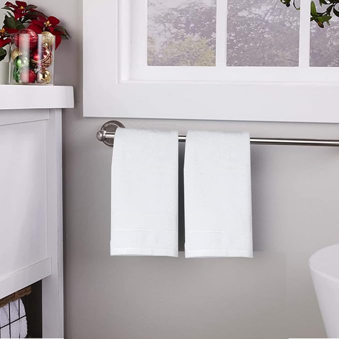 LRUUIDDE Bathroom Hand Towels 2 Set,Cotton Hand Towel for Bath, Hand, Face, Kitchen, Super Soft, Highly Absorbent, Machine Washable, Size 14" x 30" (White)