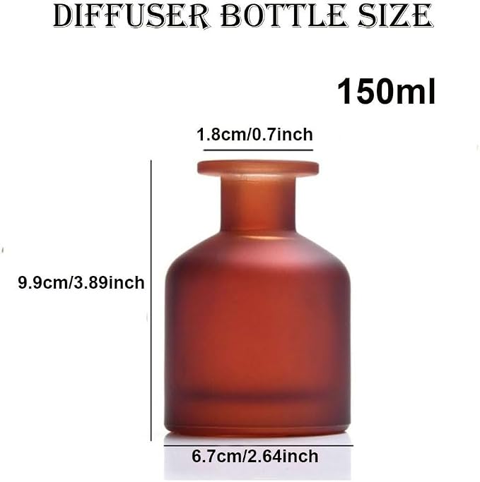 Empty Glass Diffuser Bottles Refillable Glass Container Jar 150ml / 5oz Fragrance Accessories DIY Replacement Diffuser Bottle for Essential Oils Reed Sticks Crafts Spa Home Decoration (Amber)