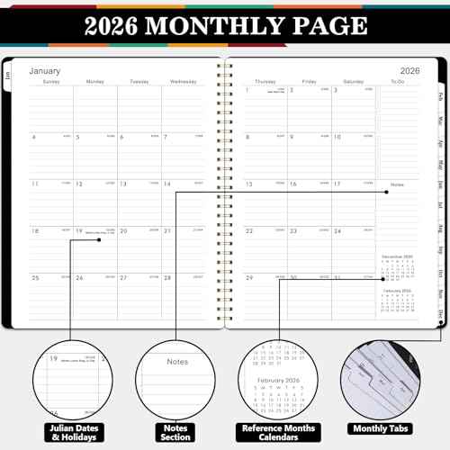 Planner 2026 ? Jan. 2026 - Dec. 2026, 2026 Planner Weekly and Monthly, 8.5" x 11", Calendar Planner 2026 with Monthly Tabs, Spiral Binding, Thick Paper - Classic Black