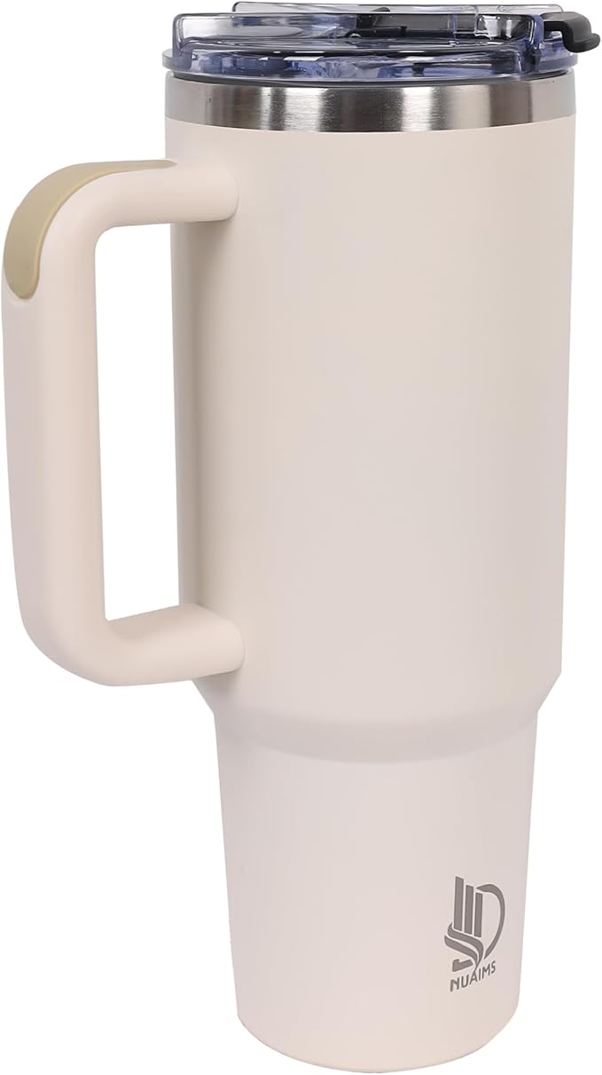 40oz Insulated Tumbler with Handle, Leakproof Straw Lid & Carry Handle - Double Wall Vacuum Insulation Keeps Ice 24 Hours, BPA Free Stainless Steel Water Bottle (Dusty Rose)