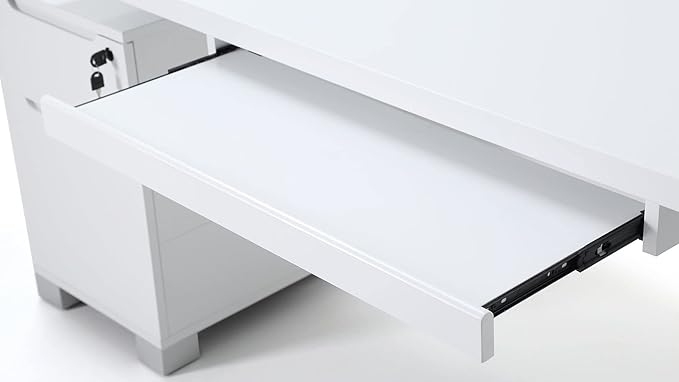 Zuri Furniture 79" Modern Ford Executive Desk with Filing Cabinets - White