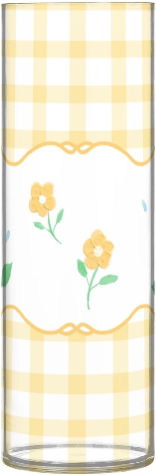 Vase Plastic Vase Elegant Cylinder Flower Vase Shatterproof Decorative Centerpiece for Home Table Office Weddings Events (11.8 x 3.9 in)