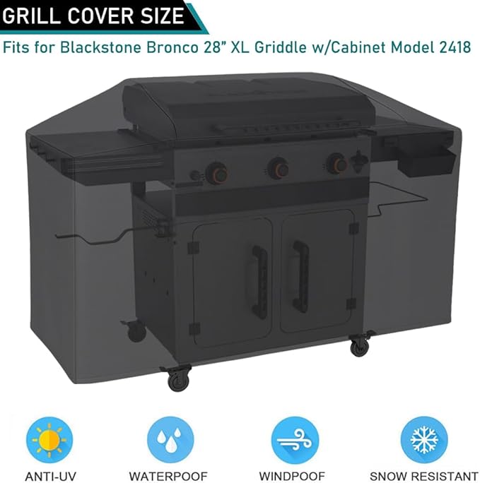 ZJYWSCH Griddle Cover for Blackstone Bronco 28" XL Griddle w/Cabinet 2418, Heavy Duty Waterproof for Blackstone 28 inch XL 3 Burner Omnivore Griddle w/Hood 2316 2403 2080 2007 1858