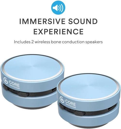 Core Innovations Home Theater Bundle - Projector, 120" Screen & Mini Bluetooth Speakers | Sea Blue
