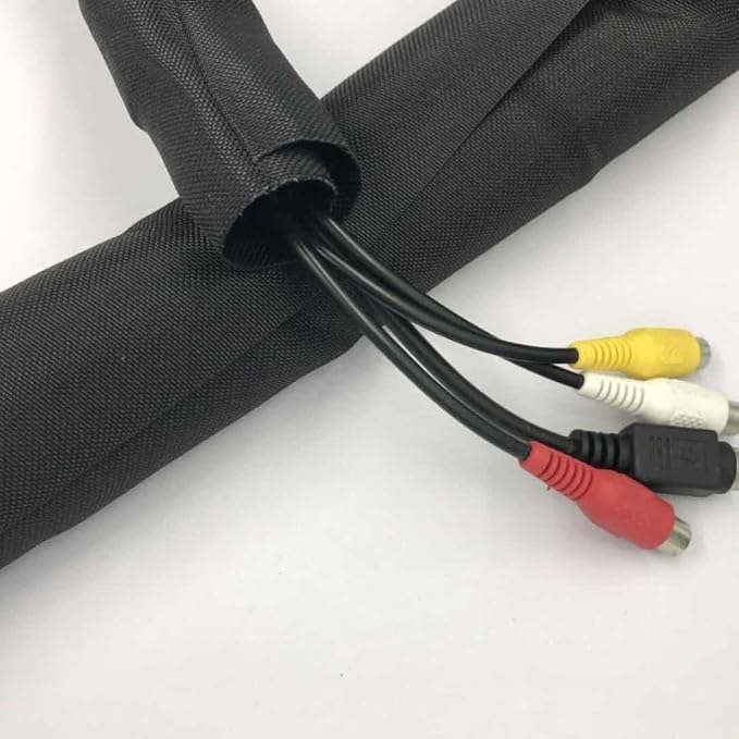 Braided Split Wire Loom Black Wire Cover Protective Harness Tubing Cable Management Self Wrap Cord Sleeve Mesh Woven 1/2"-35ft