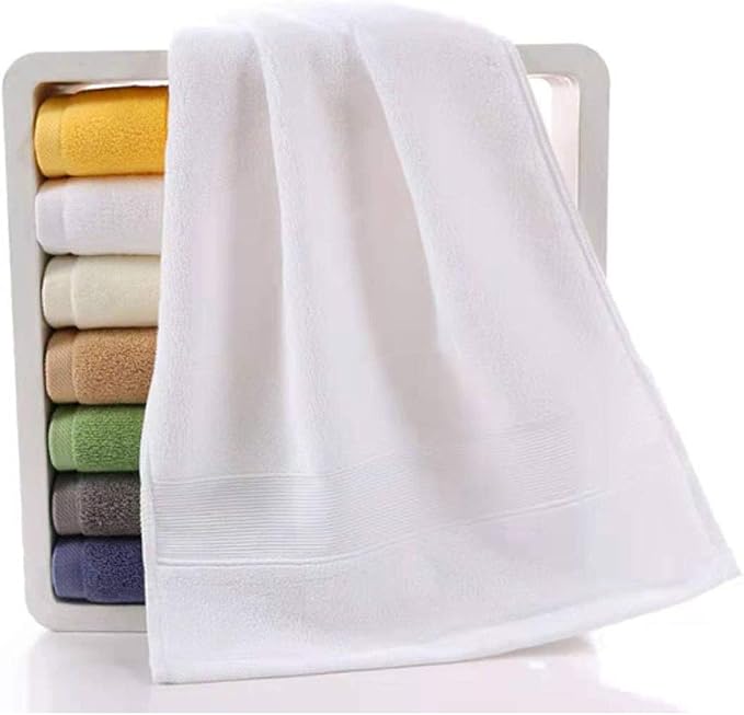 PUPOPIK Hand Towels for Bathroom-100% Cotton Hand Towel (14 x 30Inch), Highly Absorbent and Quick Dry Face Washcloth, Home Soft Premium Towel for Hotel, Bath, Kitchen and Spa, Set of 2 (White)