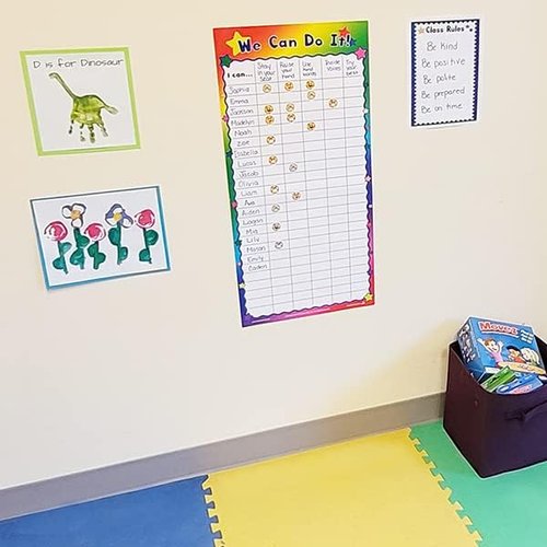 Kenson Kids We Can Do It! Customizable Dry Erase Incentive Chart - 14.5"x30" with Reward Smiley Face Stars