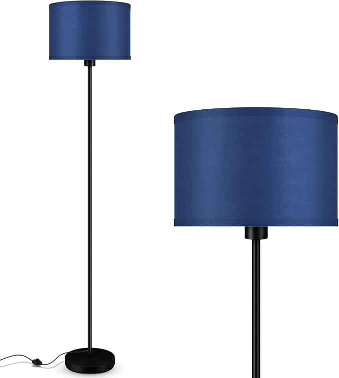 Blue Floor Lamps, Standing Lamp, Modern Floor Lamp with Blue Lamp Shades, Foot Switch, 59" Tall, Bright Pole Lamps for Living Room, Bedroom, Office, Nightstand, Kids' Gift, Blue Lamp (Without Bulb)