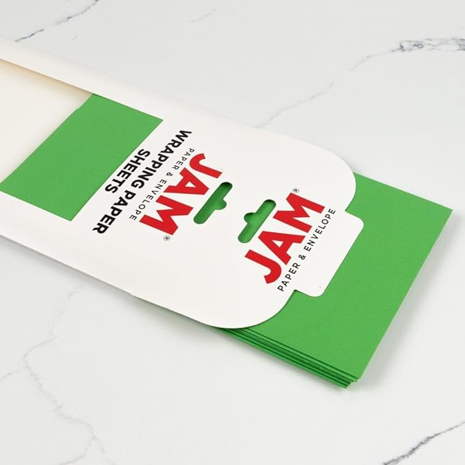 JAM Paper Gift Wrap - Matte Wrapping Paper Sheets - 30" x 20" Per Sheet (25 Sq Ft Total) - Matte Lime Green - 6 Sheets/Pack