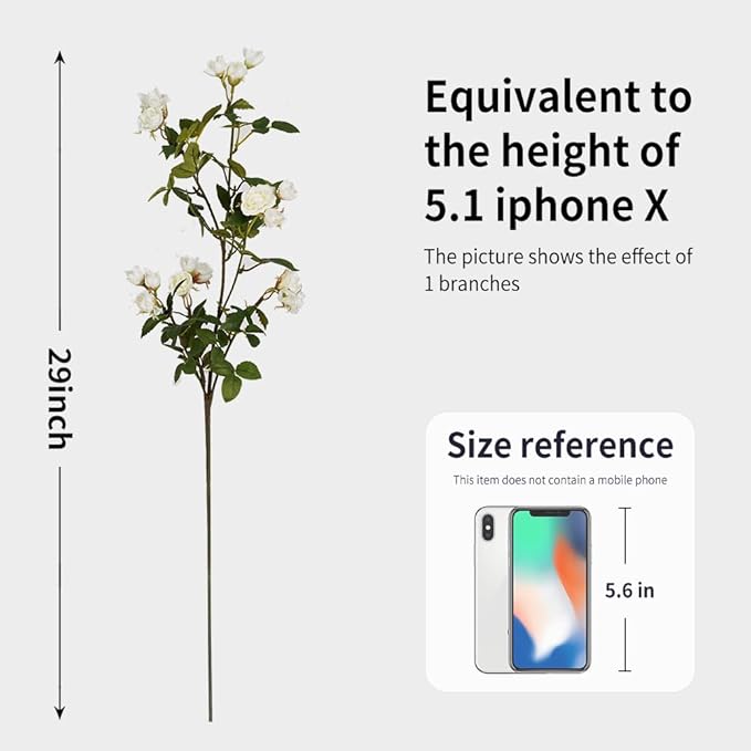 Melorca&Guilla Artificial Flowers Fake Flowers,6PCS 29" Artificial Rose for Vase, Long Stems White Artificial Flowers Faux Flower Arrangements for Shop Garden Office Home Décor(6, White Rose)