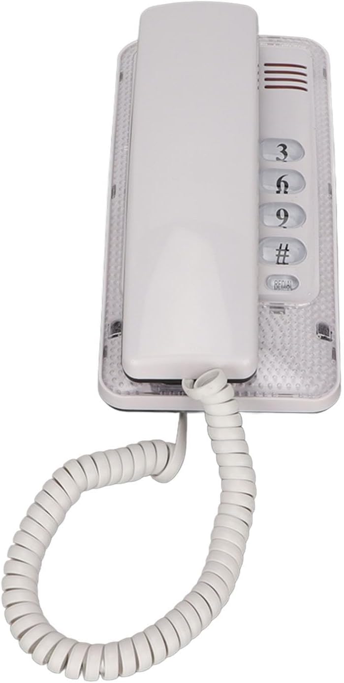 Wall Mounted Corded Phone - Portable Design with Redial, Flash, Mute | Durable ABS Material (White)