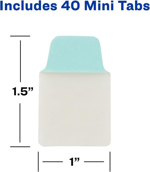 Avery Mini Ultra Tabs - 1" x 1.5" Repositionable Sticky Notes | Assorted Pastel Colors, 40 Count