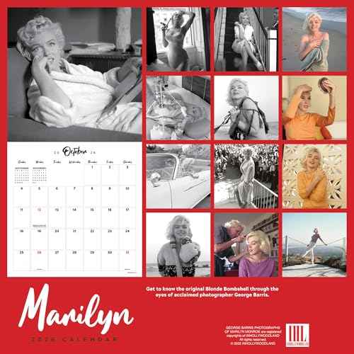 TF Publishing 2026 Marilyn Monroe Wall Calendar - Large Grids for Appointments and Scheduling - Vertical Monthly Wall Calendar 2026 with Premium Matte Paper for Home and Office Organization - 12x12in
