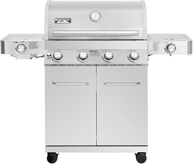 Monument Grills 4+2 Burner 72,000 BTUs Propane Gas Grill 700 sq.in. Stainless Steel Grill Built-In Thermometer, with two Side Burners