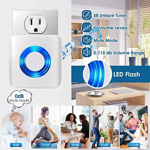 Caregiver Pager Door Alarms for Dementia Patients/Kids Safety/Home Security,Door Sensor Alarm for Elderly/Business/Home/Store/Mailbox (Two Sensor One Receiver)