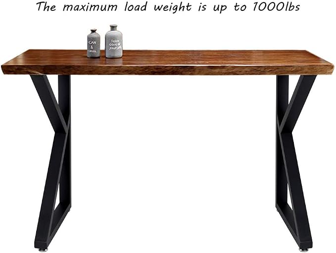 TIEOU Metal Legs for Table K Shape 28" H Tall Industrial Black Table Legs Heavy Duty Metal Desk Legs Set of 2(Without Boards)