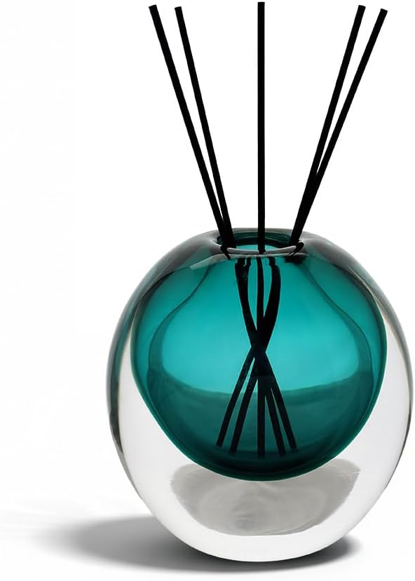 Teal Glass Vase, DIY Empty Reed Diffuser Bottle for Essential Oils, 200mL, Aromatherapy, Modern Home Decor