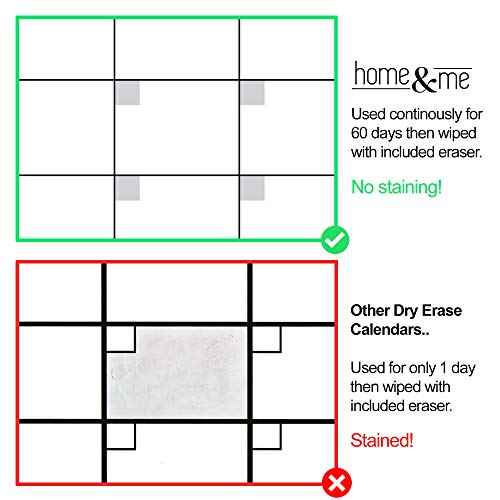 Magnetic Dry Erase Fridge Calendar and Whiteboard Bundle for Fridge: 2 Boards - 17"x12" - 6 Fine Tip Markers and Large Eraser with Magnets - Monthly Magnetic Whiteboard for Fridge - Fridge Whiteboard