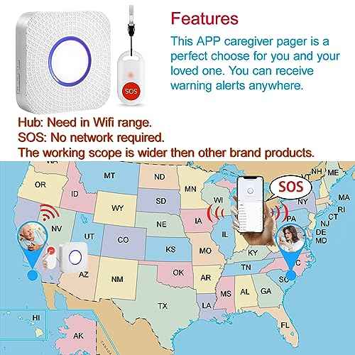 WiFi Caregiver Pager Wireless Call Button Nurse Alert System for Home/Elderly/Patient/Disabled with Phone App One Call Button One WiFi Receiver(only Supports 2.4GHz Wi-Fi)