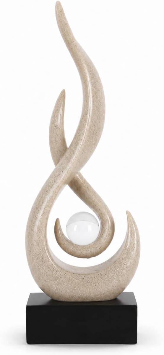 Modern Abstract Art Table Decoration,Resin Flame Statue Modern Centerpiece Ornaments for Living Room Great Gift Idea Home Decor,Collectibles (Grey)