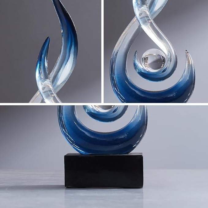Modern Abstract Art Table Decoration,Resin Flame Statue Modern Centerpiece Ornaments for Living Room Great Gift Idea Home Decor,Collectibles (Bule)