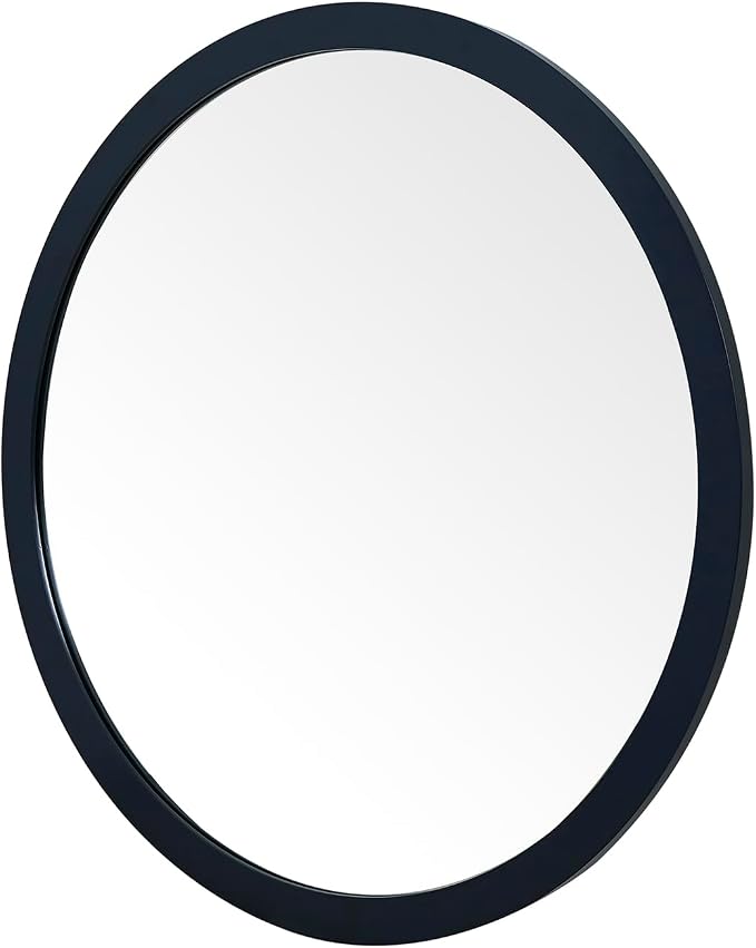 ARIEL Round Wooden Mirror 36" in Midnight Blue, Wood Circle Wall Mirror for Bathroom, Vanity, Entryway & Living Room Decor, Farmhouse Style