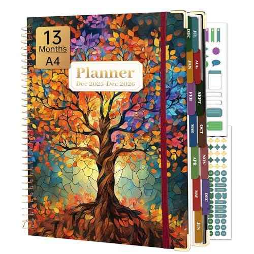 Yoment 2026 Planner Weekly and Monthly 8.5"x11" Large Hardcover Planner from Dec 2025 - Dec 2026 13 Months Calendar Academic Planners for Women Men Agenda Daily Weekly Yearly Planning with Tabs, Tree