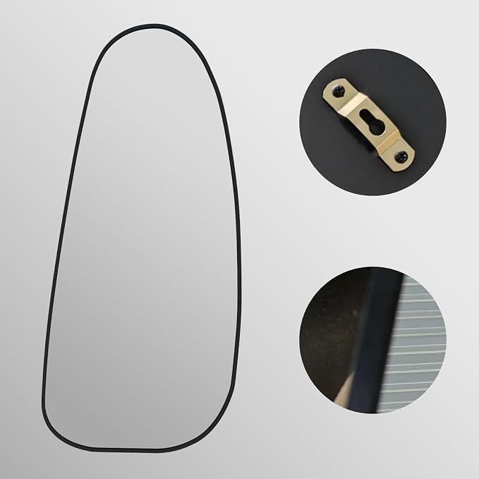47"x22" Irregular Wall Mirror Black Asymmetrical Shaped Aluminum Alloy Framed Mirror for Living Room Bathroom Bedroom Entryway Fireplace