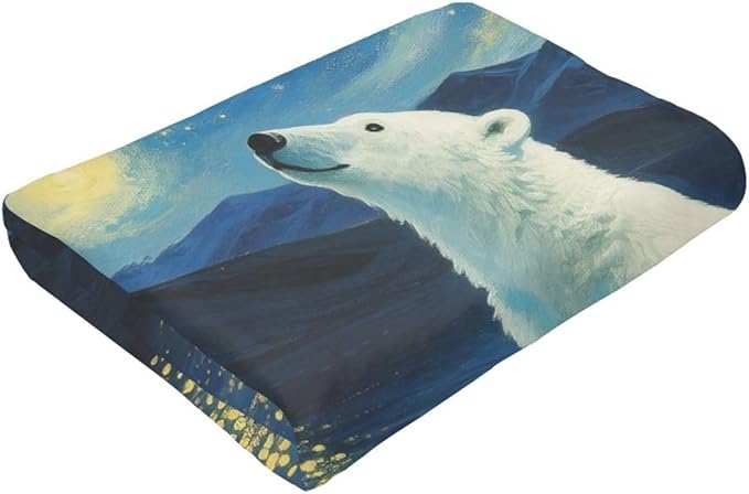 Polar Bear Blanket Cute White Bear Throw Blanket Soft Cozy Fleece Fuzzy Stuffed Plush Flannel Gifts for Girls Women Boys Kids Adults 60"X80"