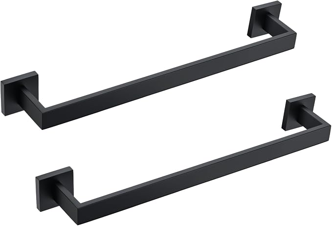 BANOLUX Towel Rack, 12-Inch Towel Bars for Bathroom, Plainshe Towel Rail Towel Racks for Bathroom Wall Mount SUS304 Hand Towel Holder Heavy Duty, Matte Black Towel Bar 2 Pack, A7-TB-MB-12IN-2PACK